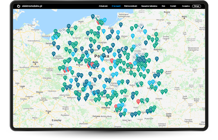 Mapa punktów przyjaznych elektromobilności